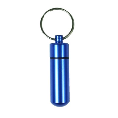 Aluminum Metal pill box with keychain waterproof holder