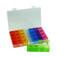 28 compartments Weekly Pill Case Pill Organizer with pvc box