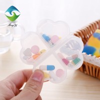 Small travel pill case/folwer design pill box/4 compartments pill organizer Transparent